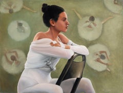 "Sogno di una ballerina", grande dipinto a olio originale di Robert White, con cornice