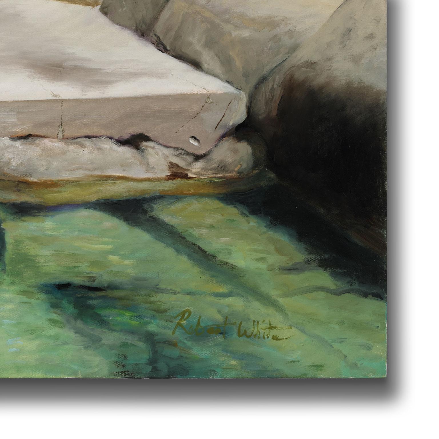 Elephant In The Pool (Lrg Orig.) Peinture à l'huile de Robert White, exposition sans cadre en vente 1