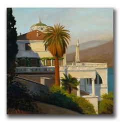 "Estate on Lake Como" Original Oil Painting by Robert White, Frameless Display