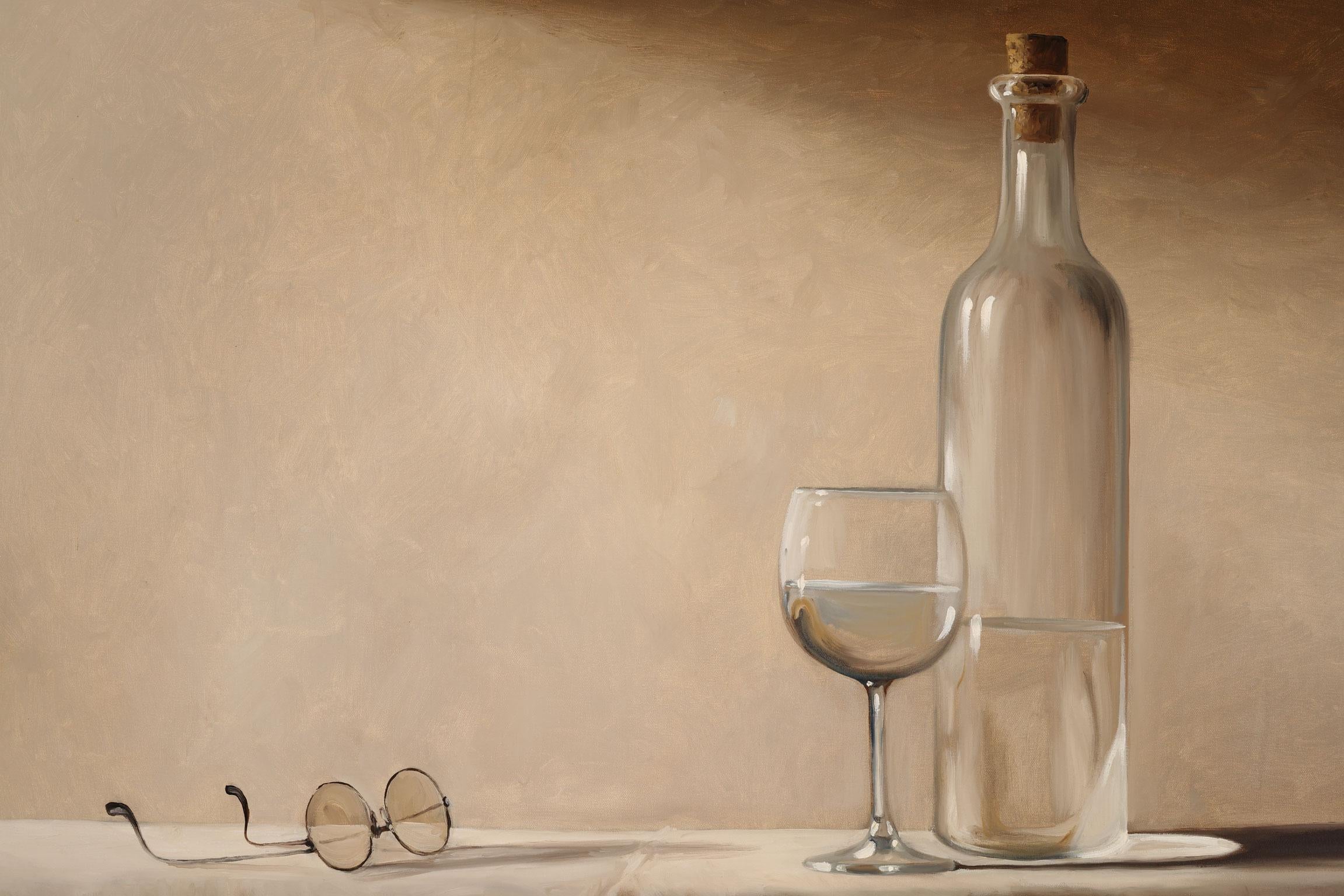 [Glasses] Großes Original-Ölgemälde von Robert White, rahmenlose Ausstellung (Realismus), Painting, von Robert Kenneth White