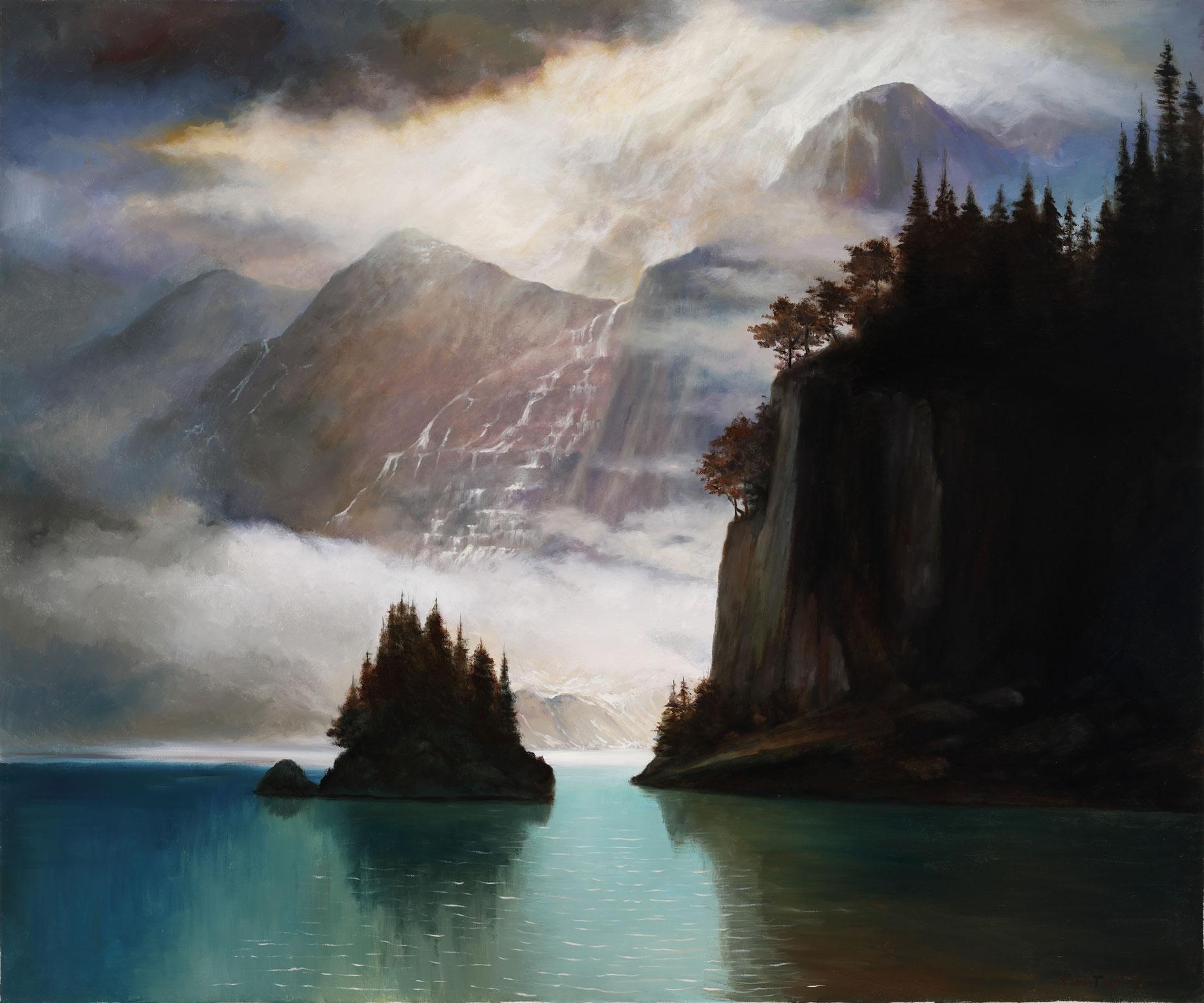 « Ice Mountain », grande peinture à l'huile originale de Robert White, exposition sans cadre
