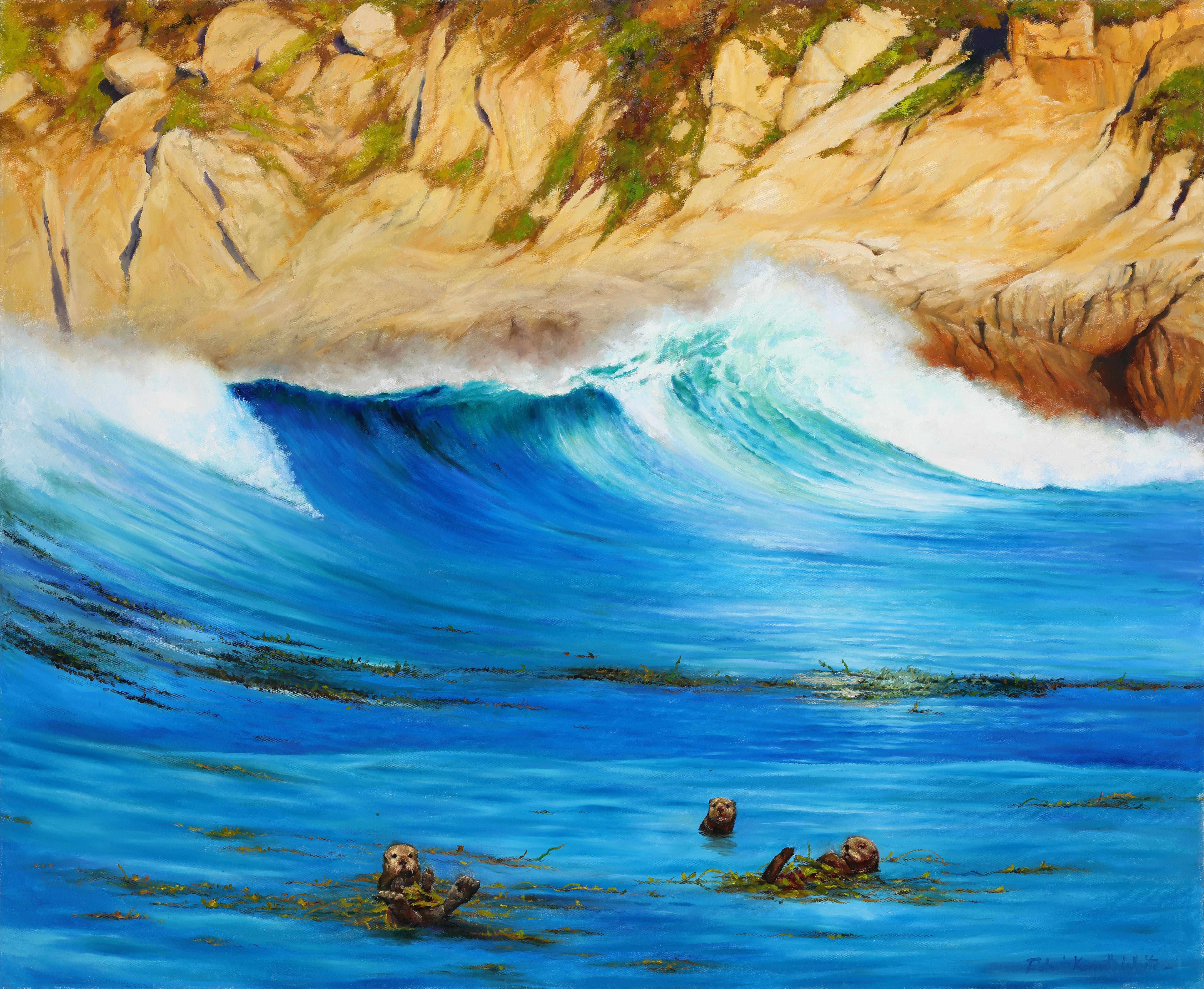 Robert Kenneth White Landscape Painting - "Otter Cove" Original Oil Painting by Robert White, Frameless Display