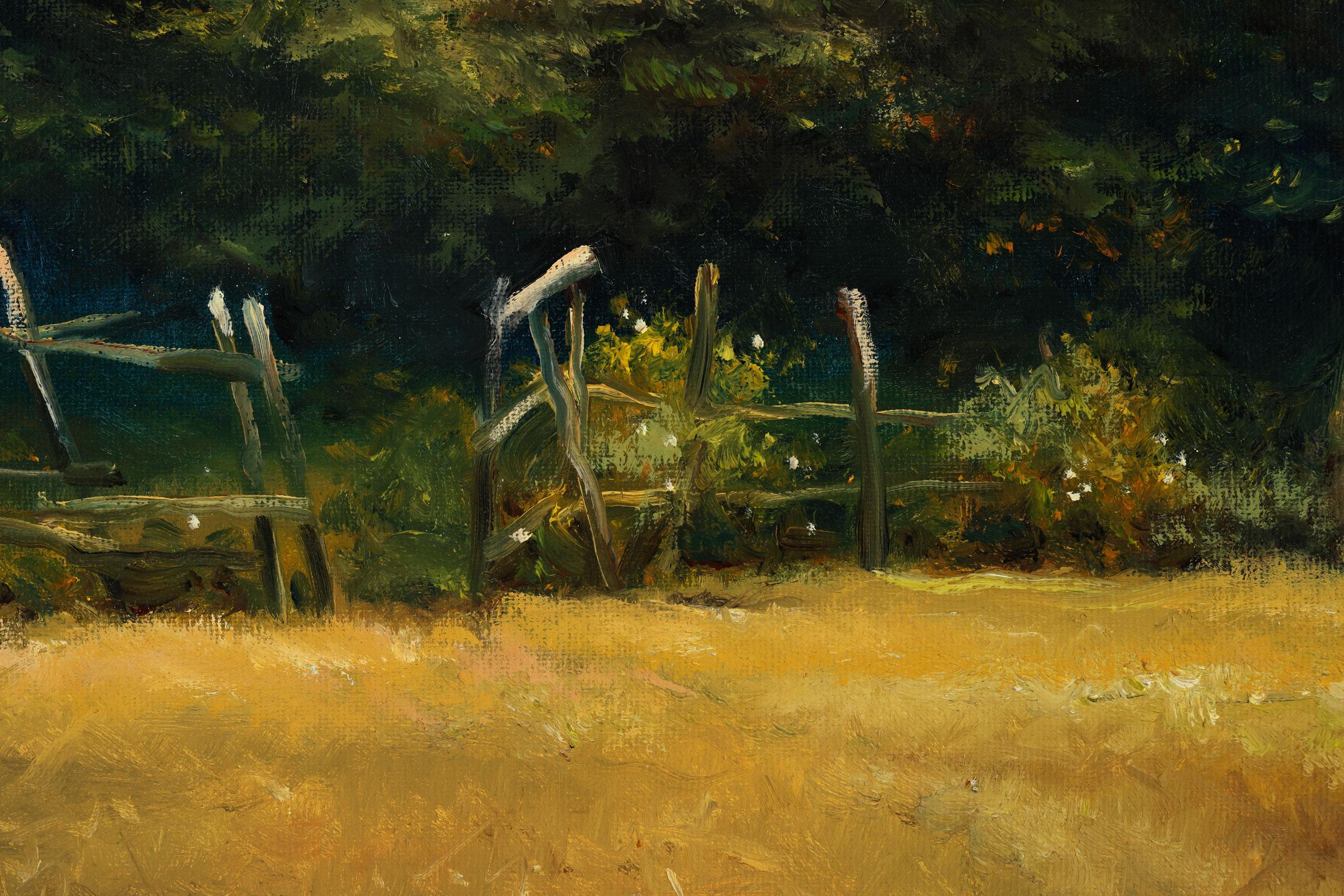 Untitled [Landscape], an original oil on canvas by Robert K. White, is a piece for the true collector. White’s careful attention to detail and vivid use of yellows, greens, and browns project from the painting, immediately capturing the viewer's