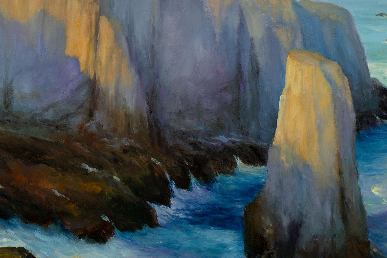 Sin título [Paisaje marino] Pintura al óleo original de Robert White, Exposición sin marco - Painting Realista de Robert Kenneth White