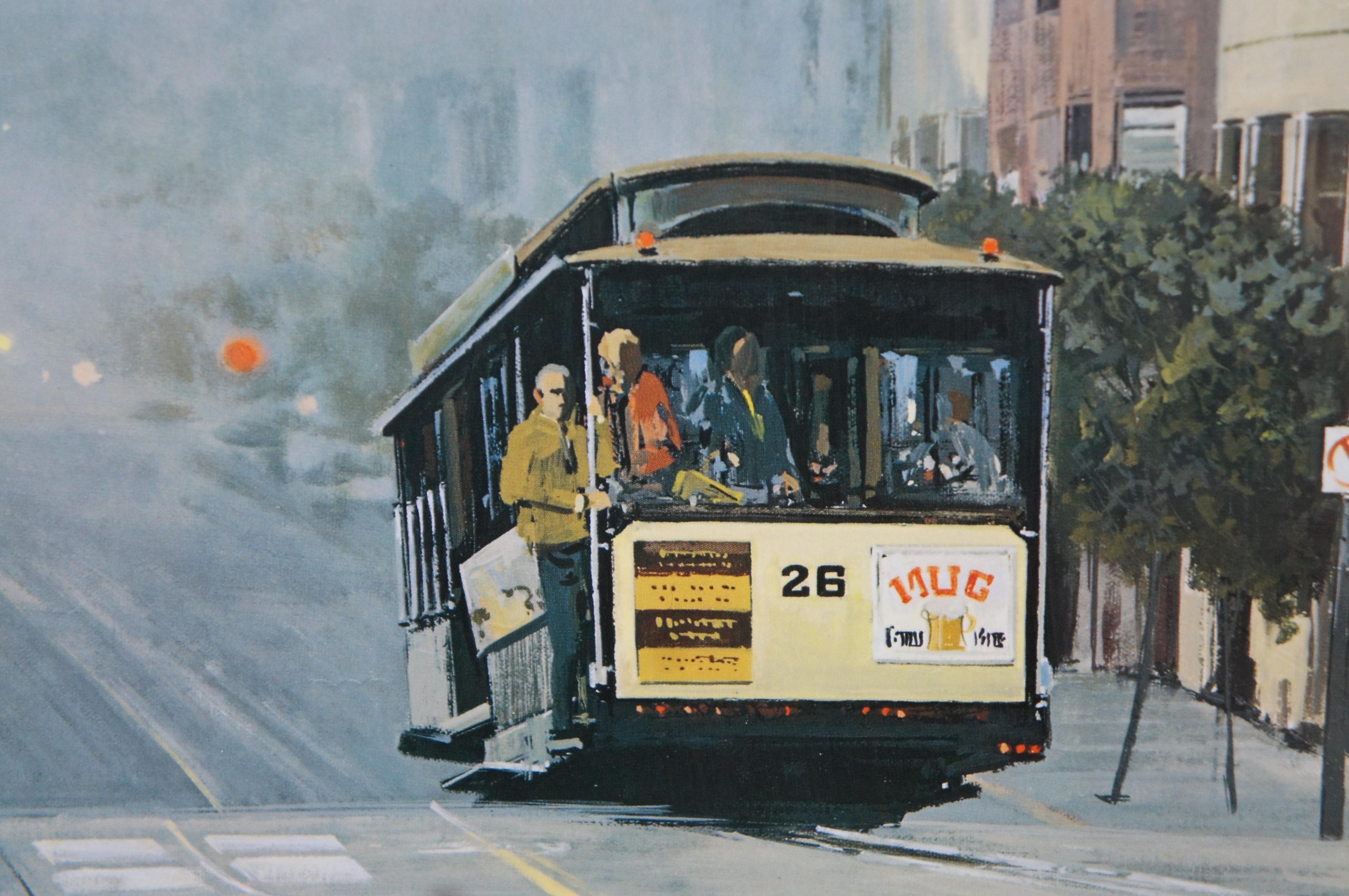 Robert Kent Lithograph Print 'San Francisco Cable Car in Fog' Buena Vista For Sale 4
