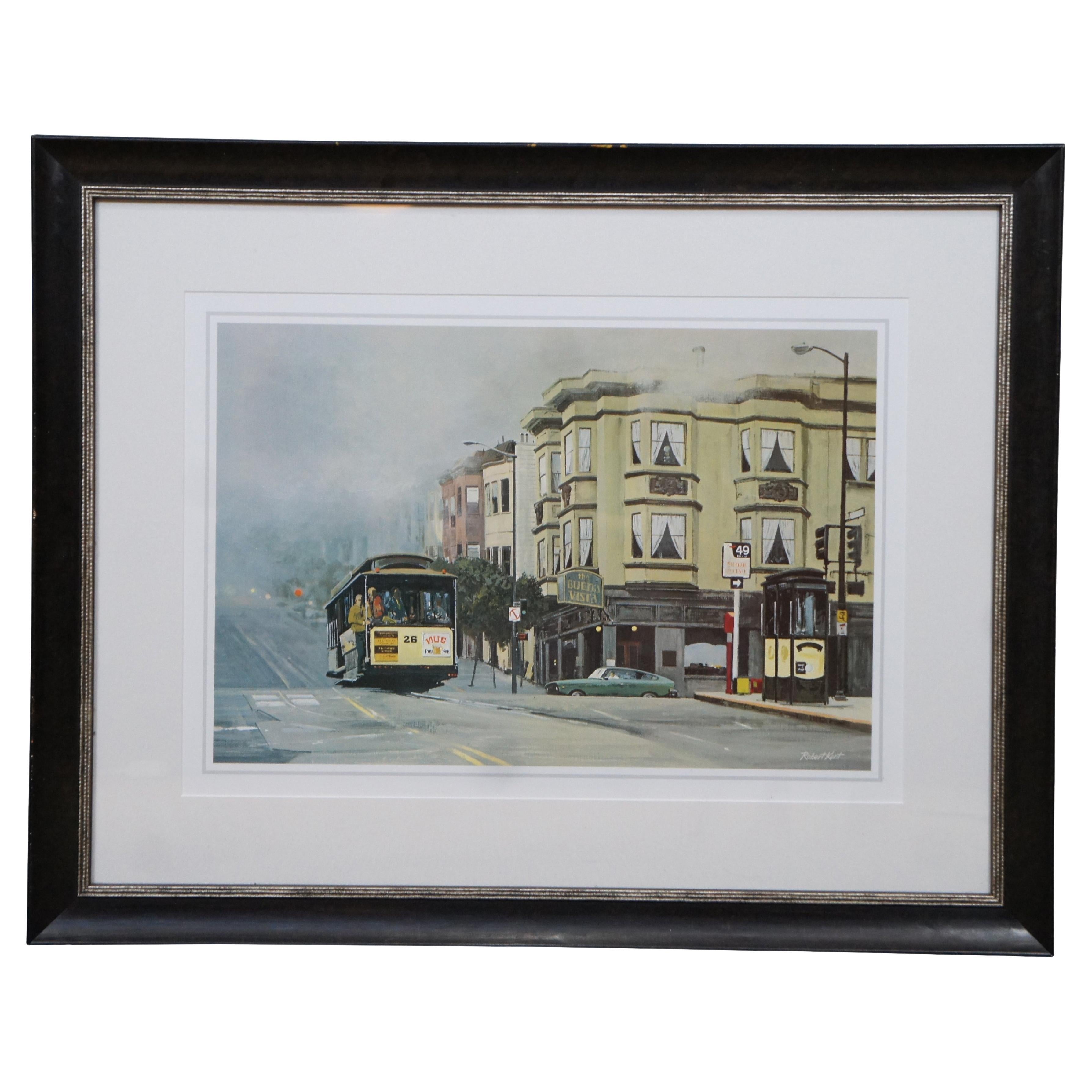 Robert Kent Lithograph Print 'San Francisco Cable Car in Fog' Buena Vista For Sale