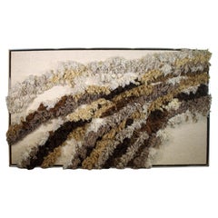 Robert Kidd Monumental Postmodern Handwoven Wool Fiber Wall Art Framed 1970s