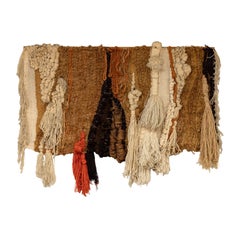 Robert Kidd Postmodern Handwoven Wool Fiber Wall Art Orange & Brown Framed 1970s