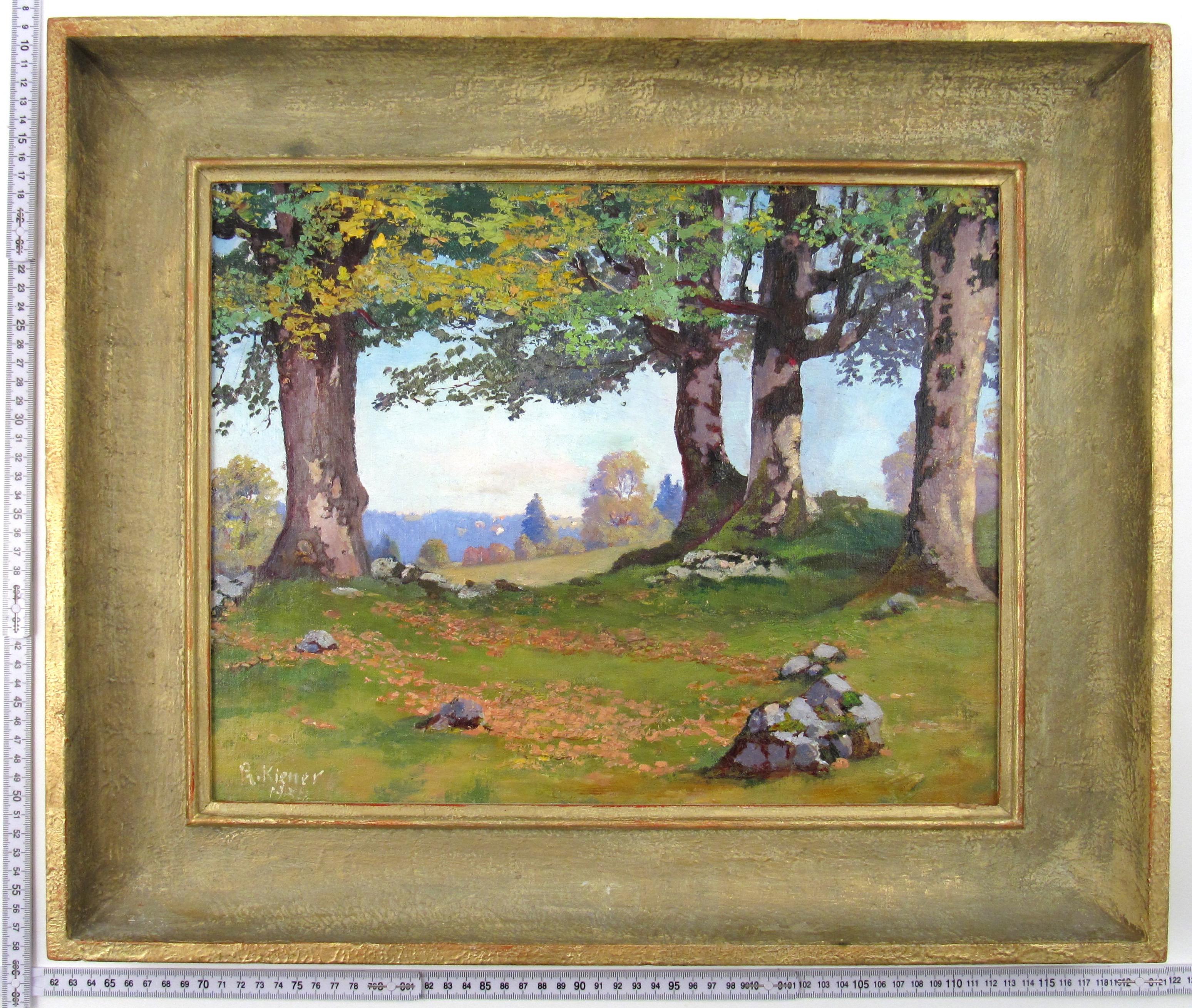 Robert Kiener (1866-1945) Jura Spring Landscape Switzerland Oil Painting 1937 5