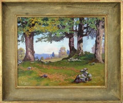Robert Kiener (1866-1945) Jura Spring Landscape Switzerland Oil Painting 1937