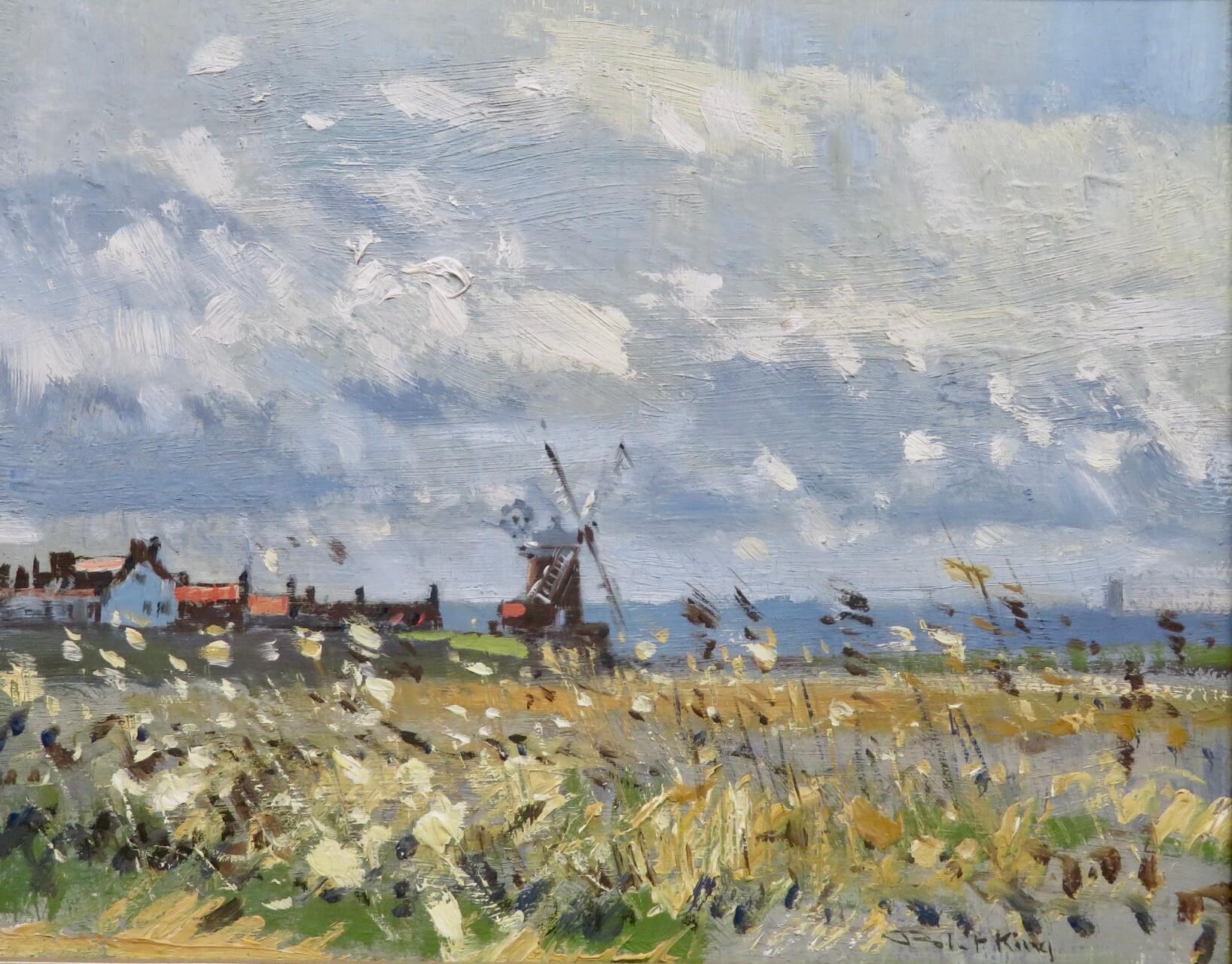 Original English LATE 20thC Post Impressionist Ölgemälde NORTH NORFOLK COAST (Post-Impressionismus), Painting, von Robert King RI RSMA