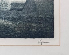 « August Shadows », lithographie rare signée à la main, épreuve d'artiste, encadrée, 1977
