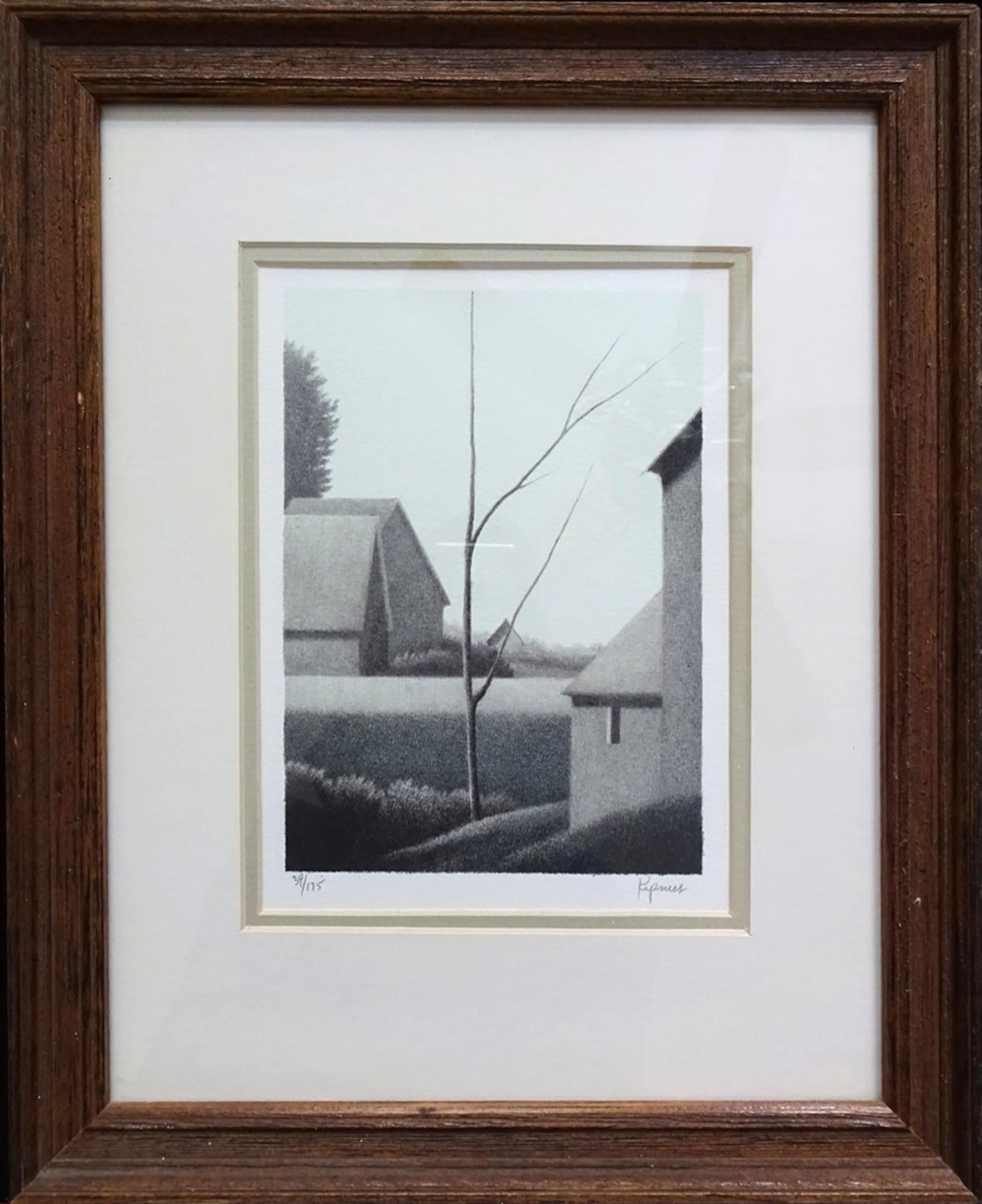 Patio VII
Robert Kipniss, estadounidense (1931)
Fecha: hacia 1980
Litografía, firmada y numerada a lápiz
Edición de 39/175
Tamaño: 17,78 x 12,7 cm (7 x 5 pulg.)
Tamaño del marco: 13,75 x 11,25 pulgadas