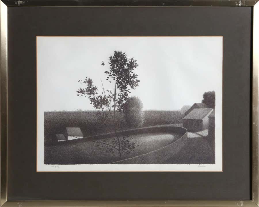 Circular Fence, Modern Lithograph by Robert Kipniss