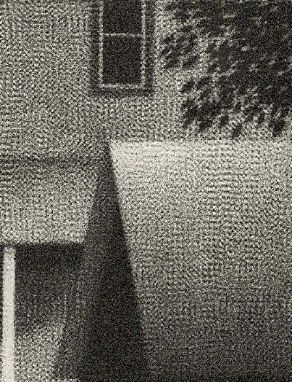 Evening with White Porch (a calm suburban setting) - American Modern Print by Robert Kipniss