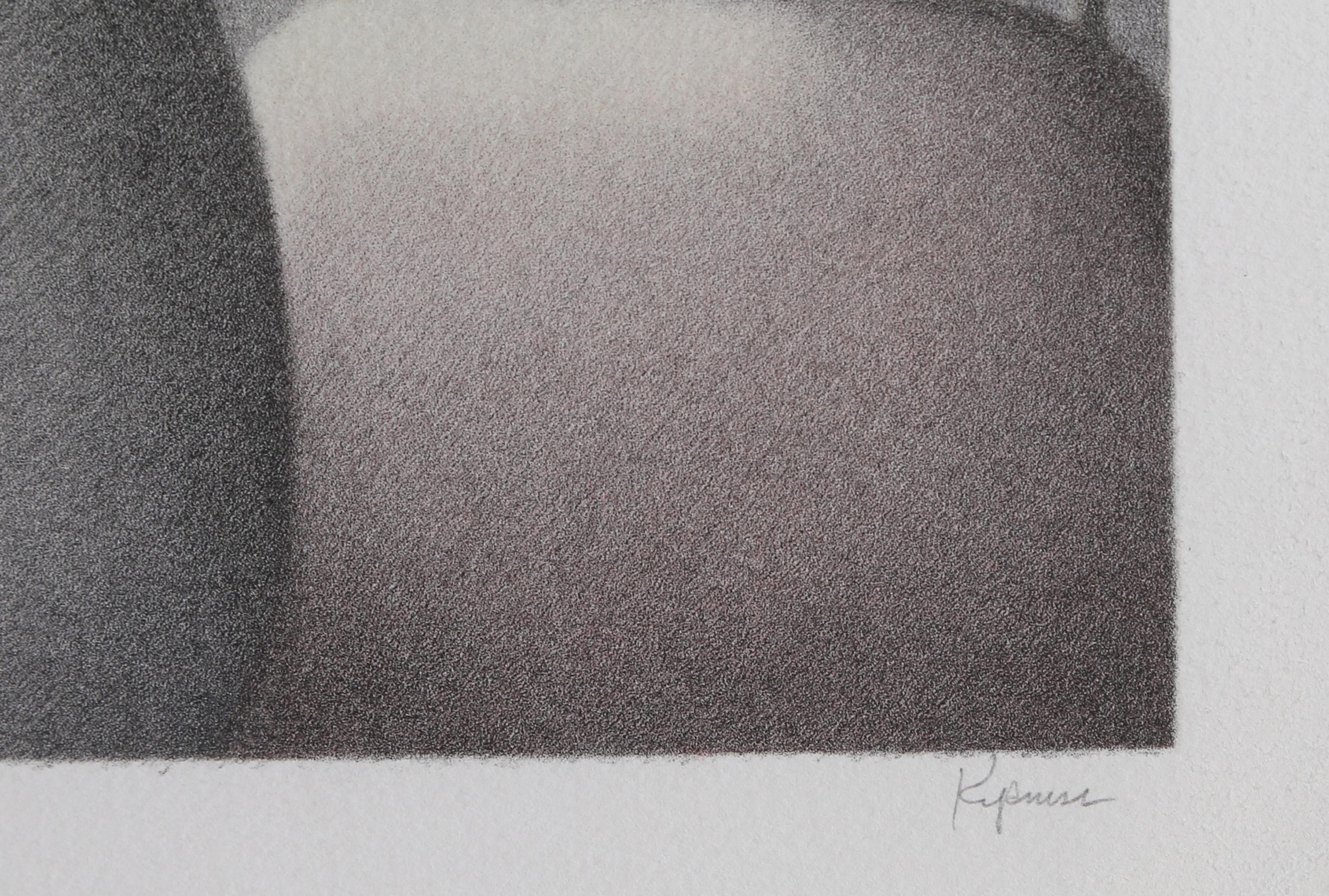 Interior con taza y tetera, litografía moderna de Robert Kipniss en venta 3