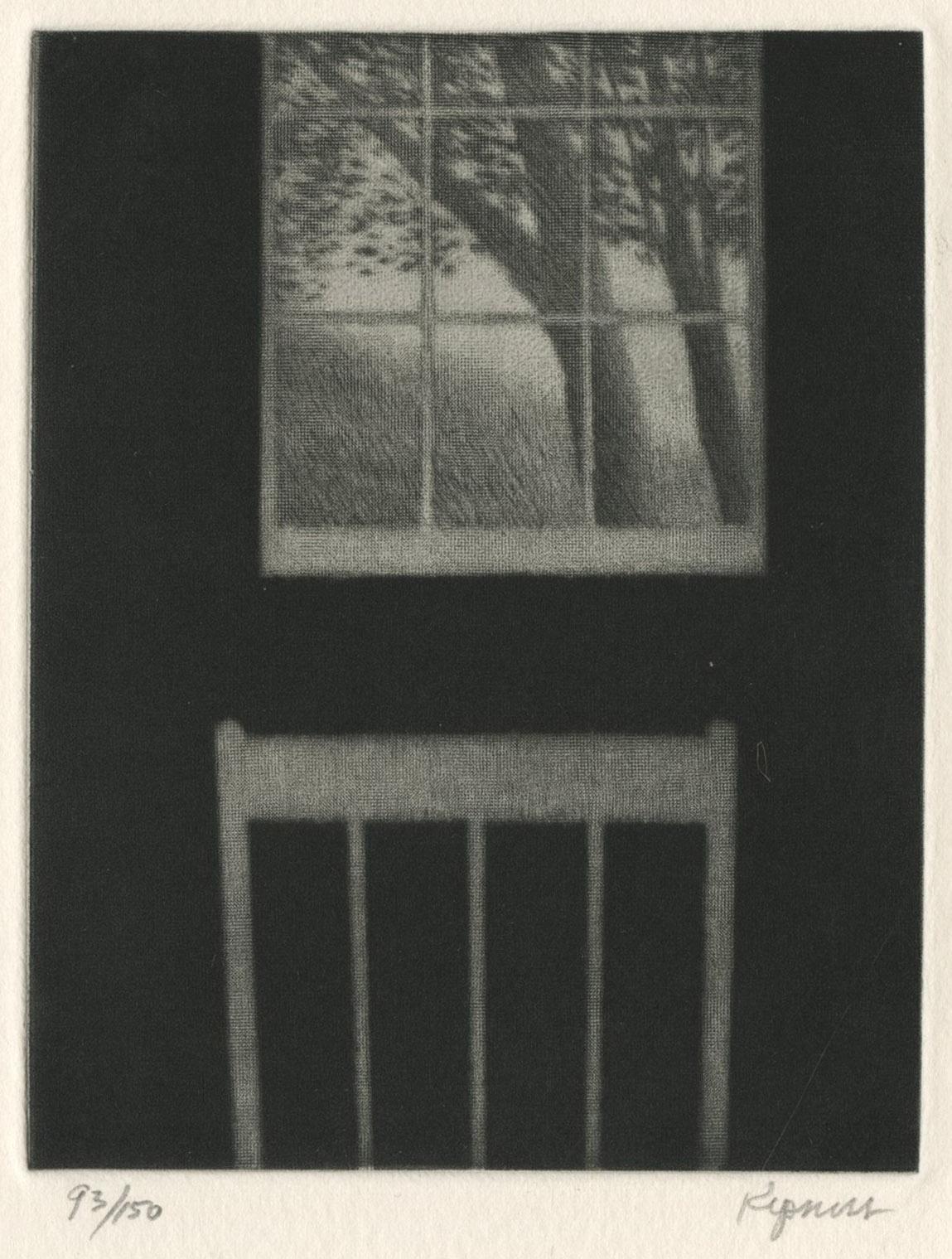 Landschaft mit Fenster und Stuhl