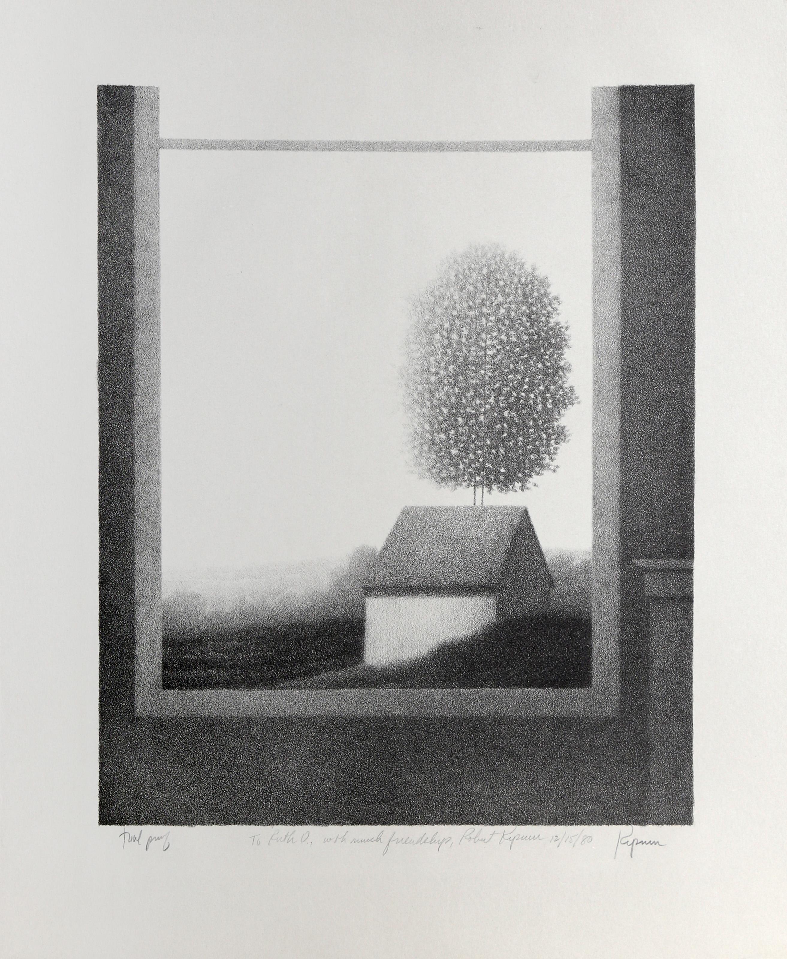 Cobertizo, litografía moderna de Robert Kipniss