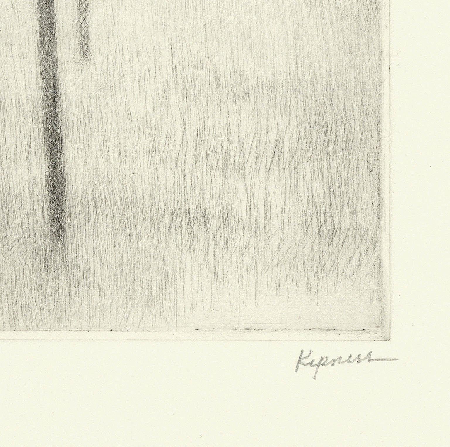 Slope w.five trees - Print by Robert Kipniss