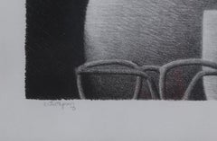 Grand vase avec verres, lithographie de Robert Kipniss