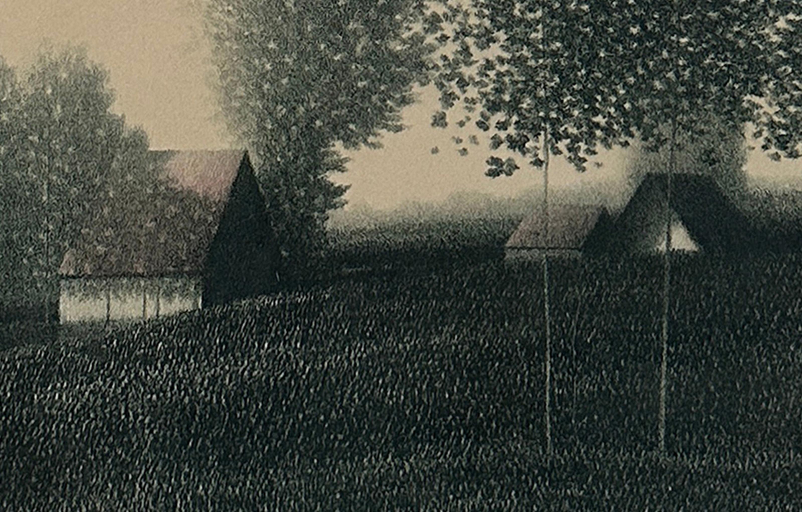 Sin título (Granja con árboles), litografía moderna de Robert Kipniss en venta 2
