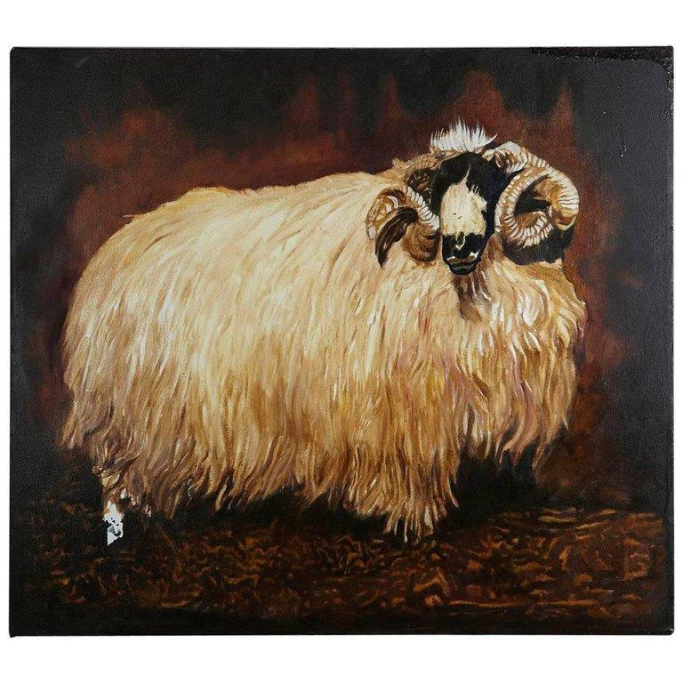Robert Kitchen Animal Painting - Unfinished Ram