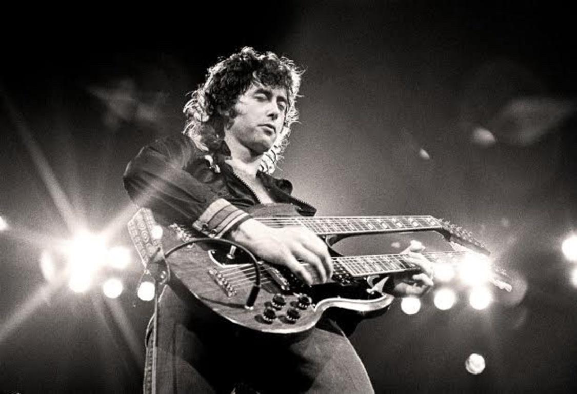 Robert Knight Black and White Photograph - Jimmy Page of Led Zeppelin
