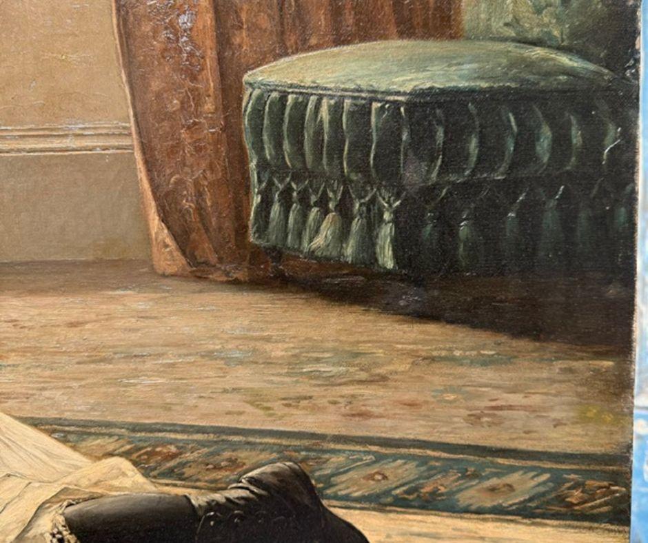 Momento juguetón - Niña y gatito de Robert Koehler (Firmado) en venta 10