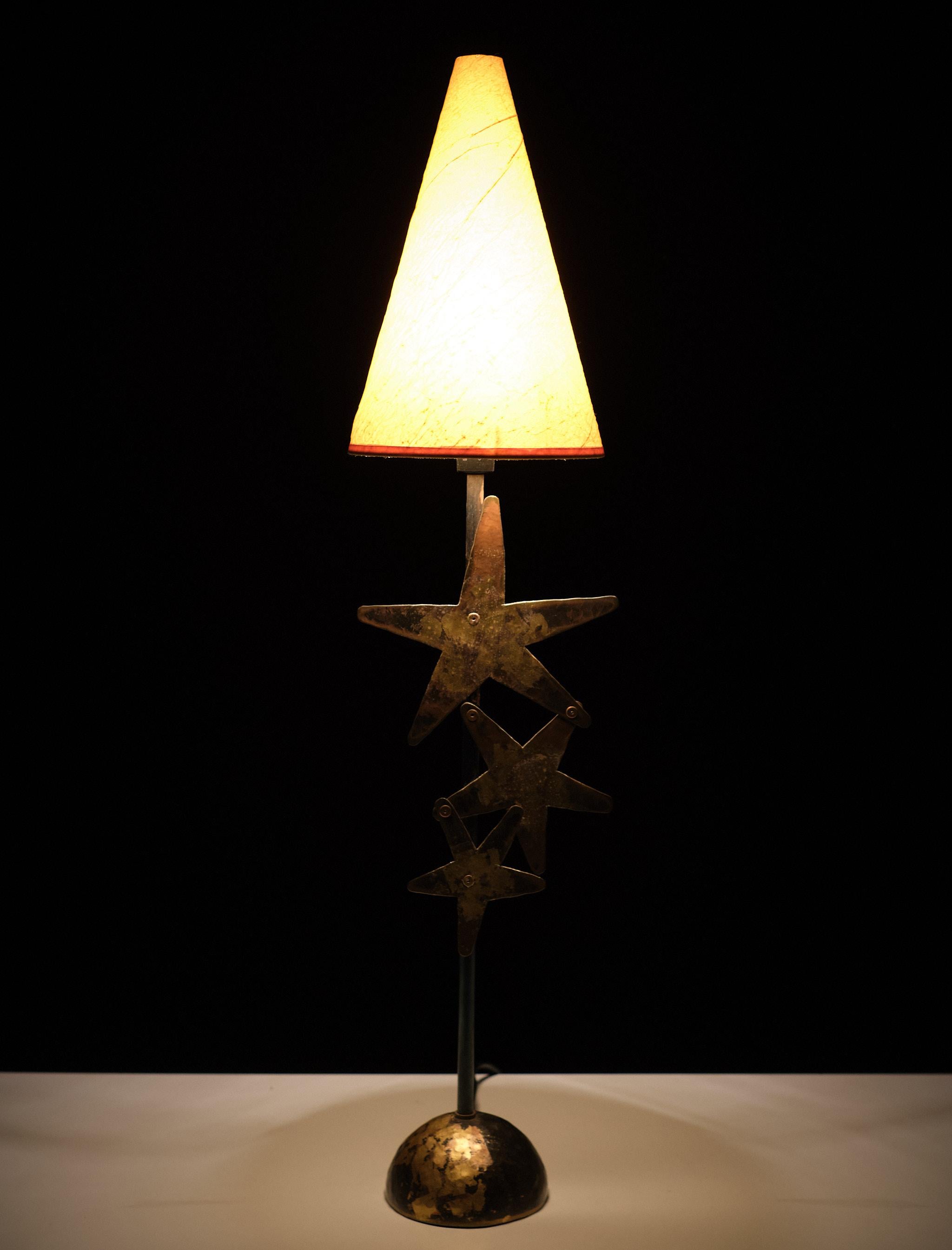 Copper Robert Kostka Brass handmade Table lamp 1980s France  For Sale