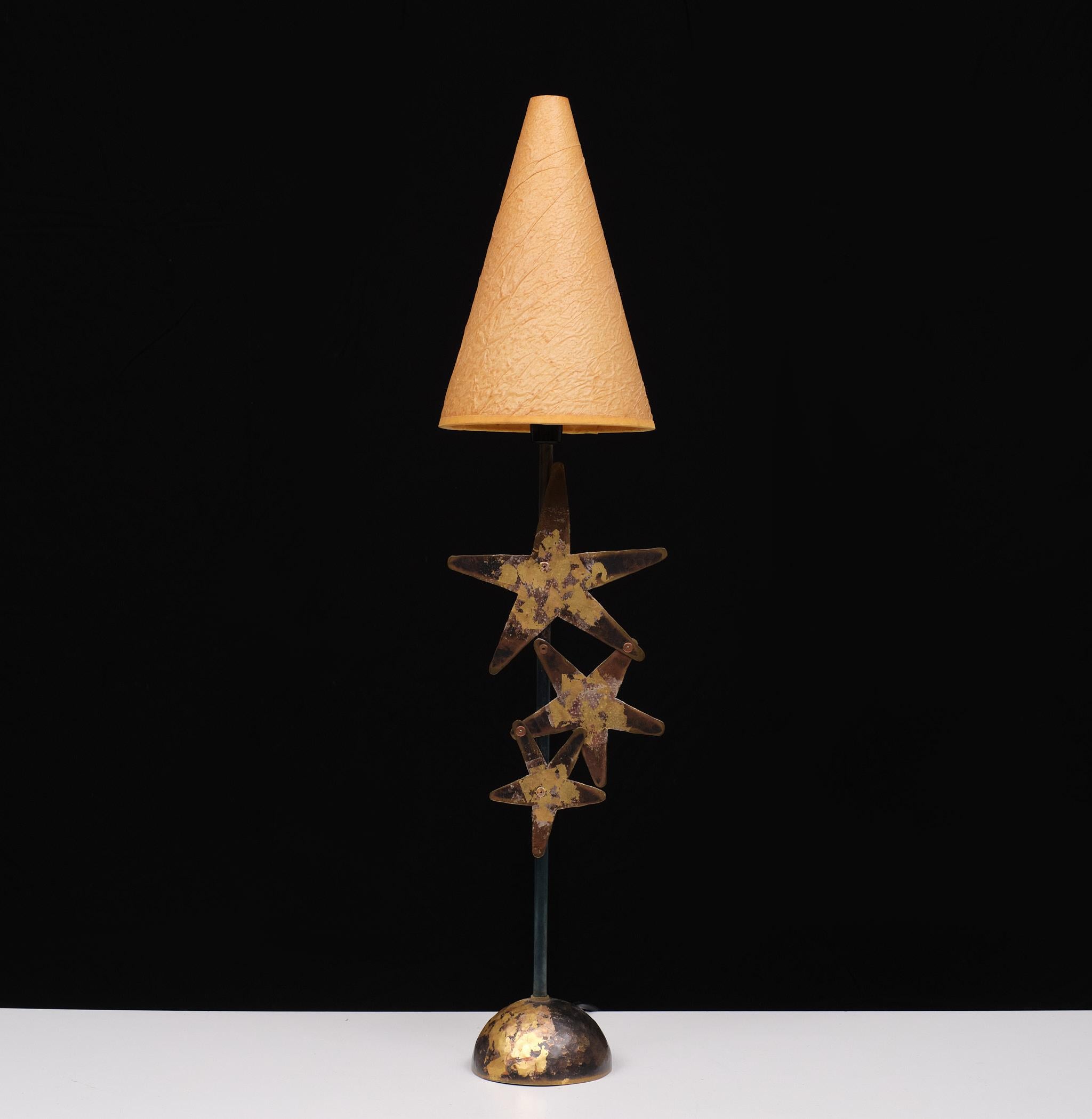 French Robert Kostka Brass handmade Table lamp 1980s France  For Sale