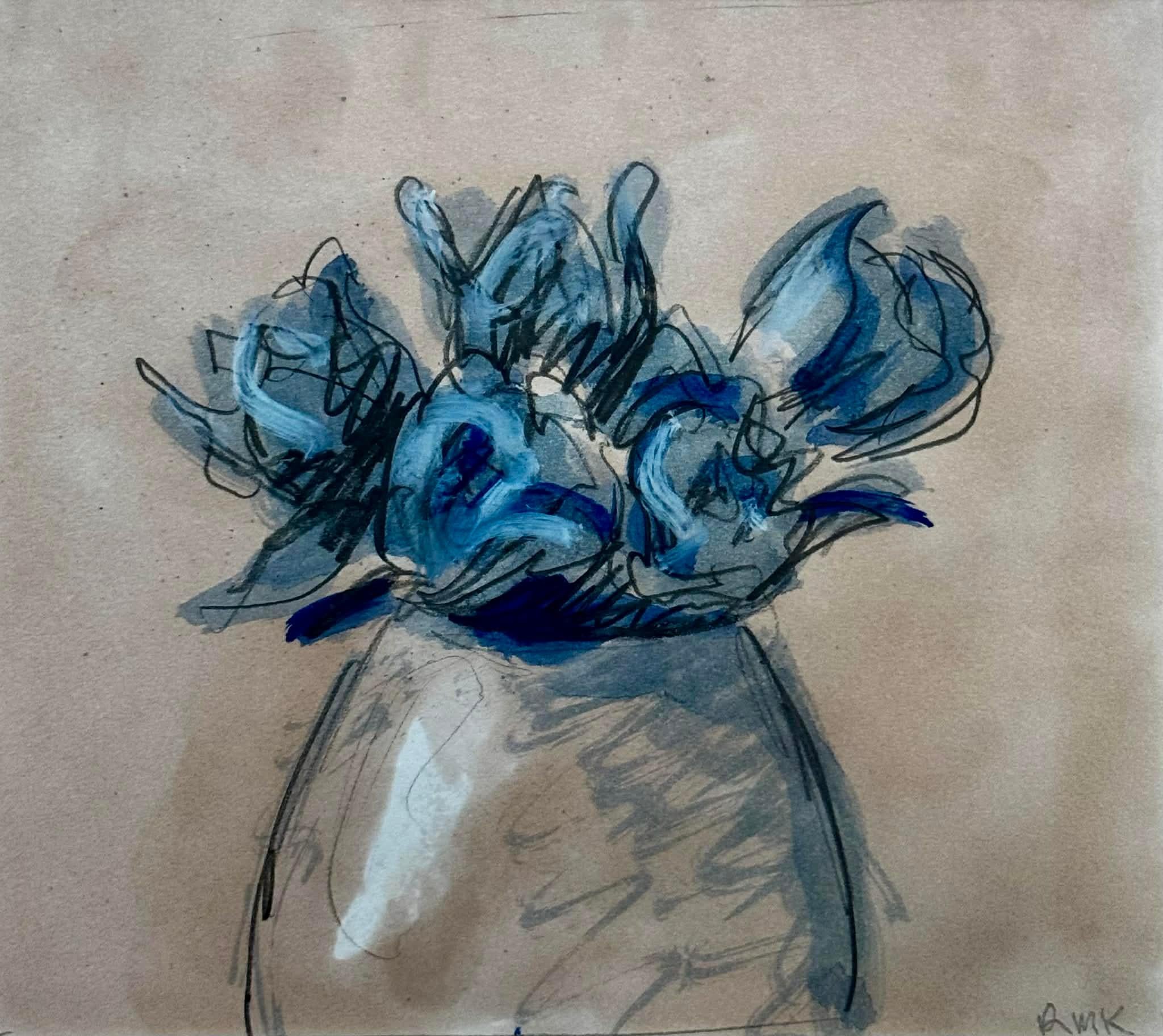 Robert Kulicke Still-Life Painting - Blue Flowers