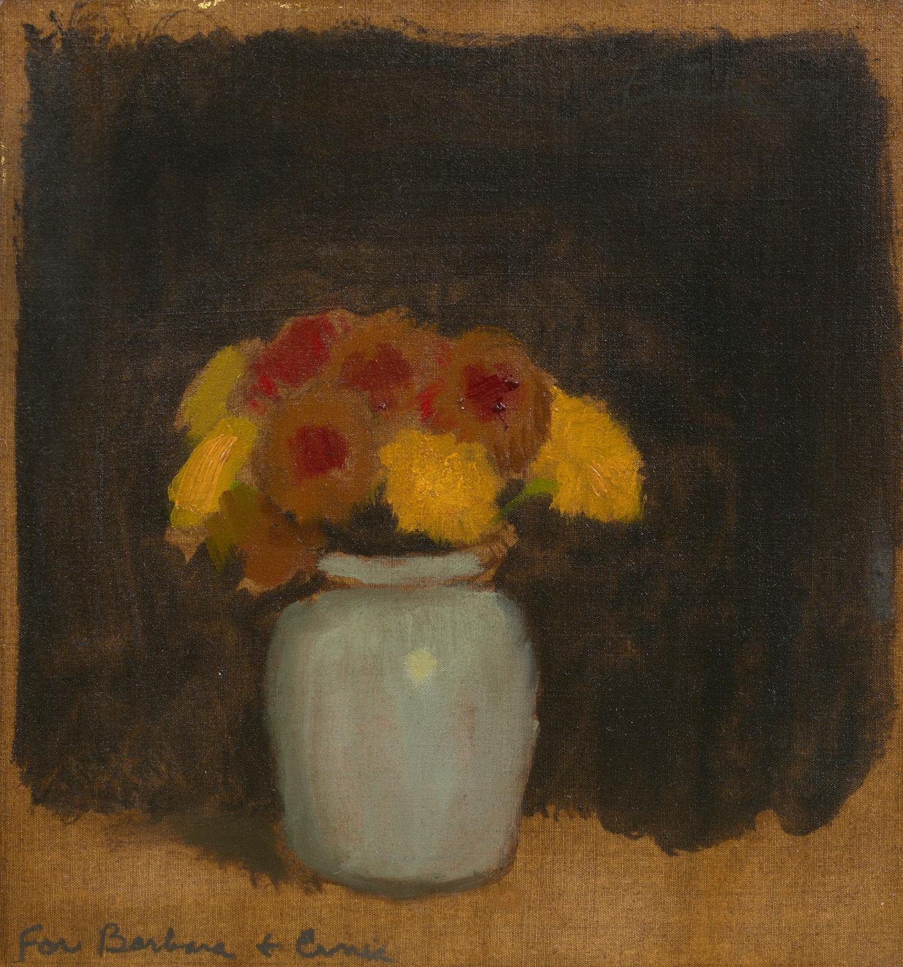 Robert Kulicke Still-Life Painting – Blumen in einer blauen Vase