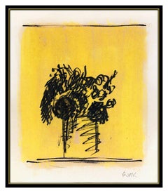 Robert Kulicke Original Gouache Painting Flowers Vase Modern Artwork Hand Signed