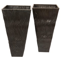 Robert Kuo, a Pair of Repousse Copper Sculpture Vases, World Famous, circa 2010