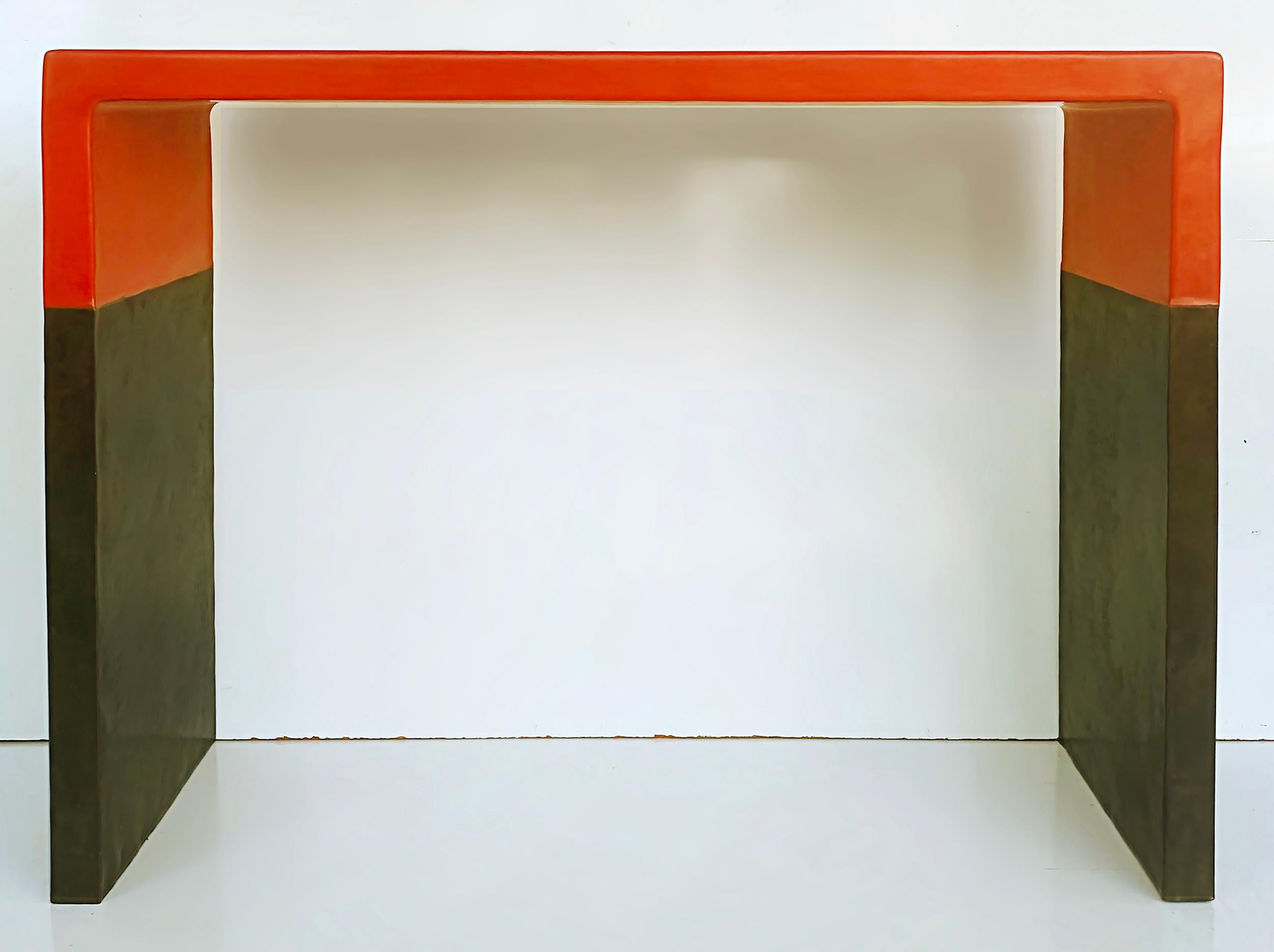 Lacquered Robert Kuo Baker Furniture Lacquer, Copper Console Table, One-Off, circa 2000
