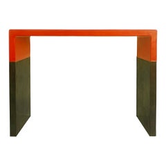 Robert Kuo Baker Furniture Tavolo consolle in rame e lacca, pezzo unico, circa 2000