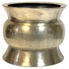 Robert Kuo 'Zun' Drumstool #10 Biomorphic Patinated Brass Planter or Table