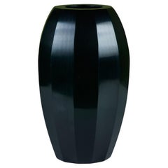 Robert Kuo Dark Green Round Facet Vase