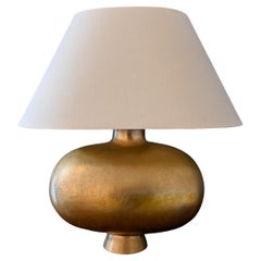 Robert Kuo for McGuire 24K Hammered Gold Plated 'Cocoon' Table Lamp, ca. 2000