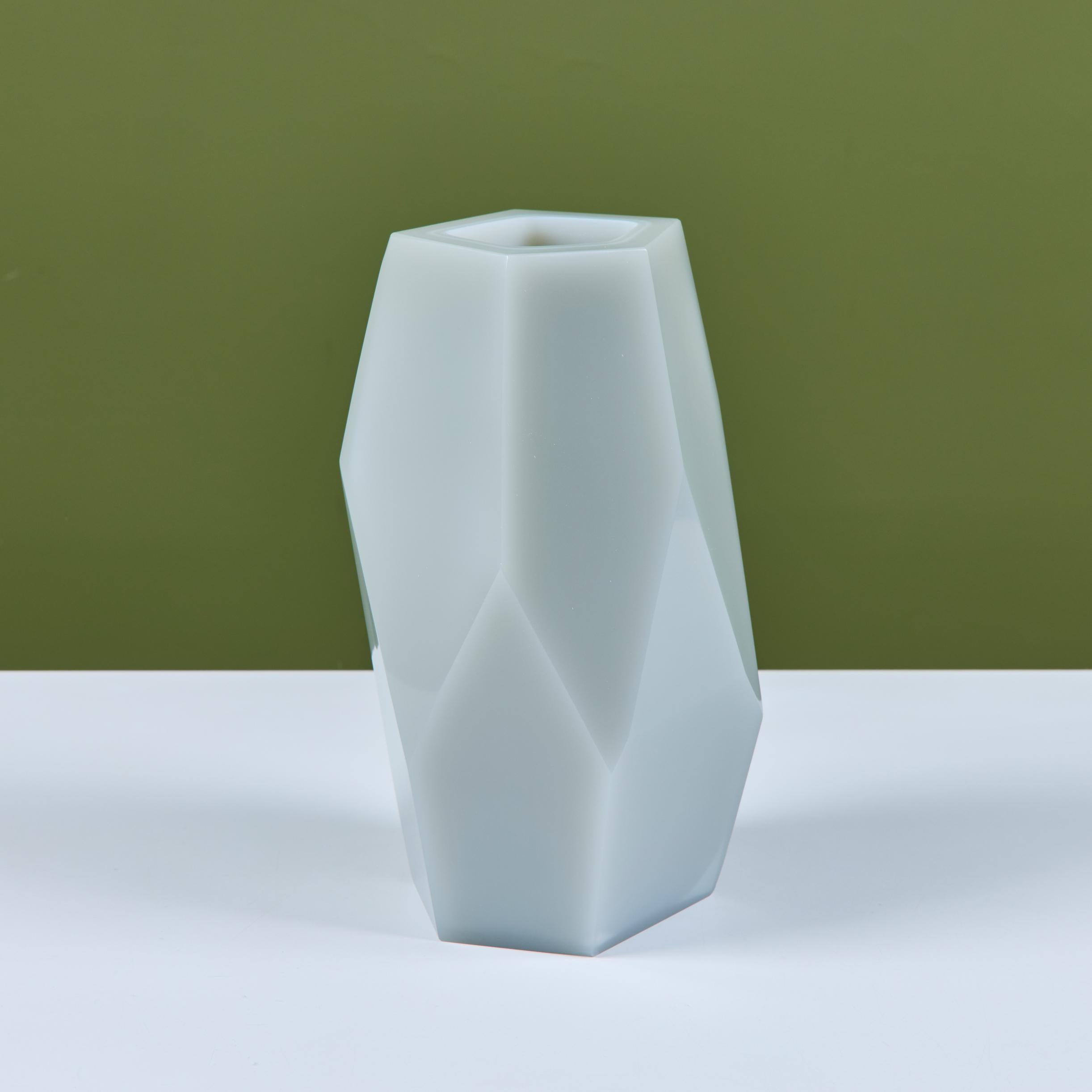Robert Kuo Gray Facet Vase For Sale 4
