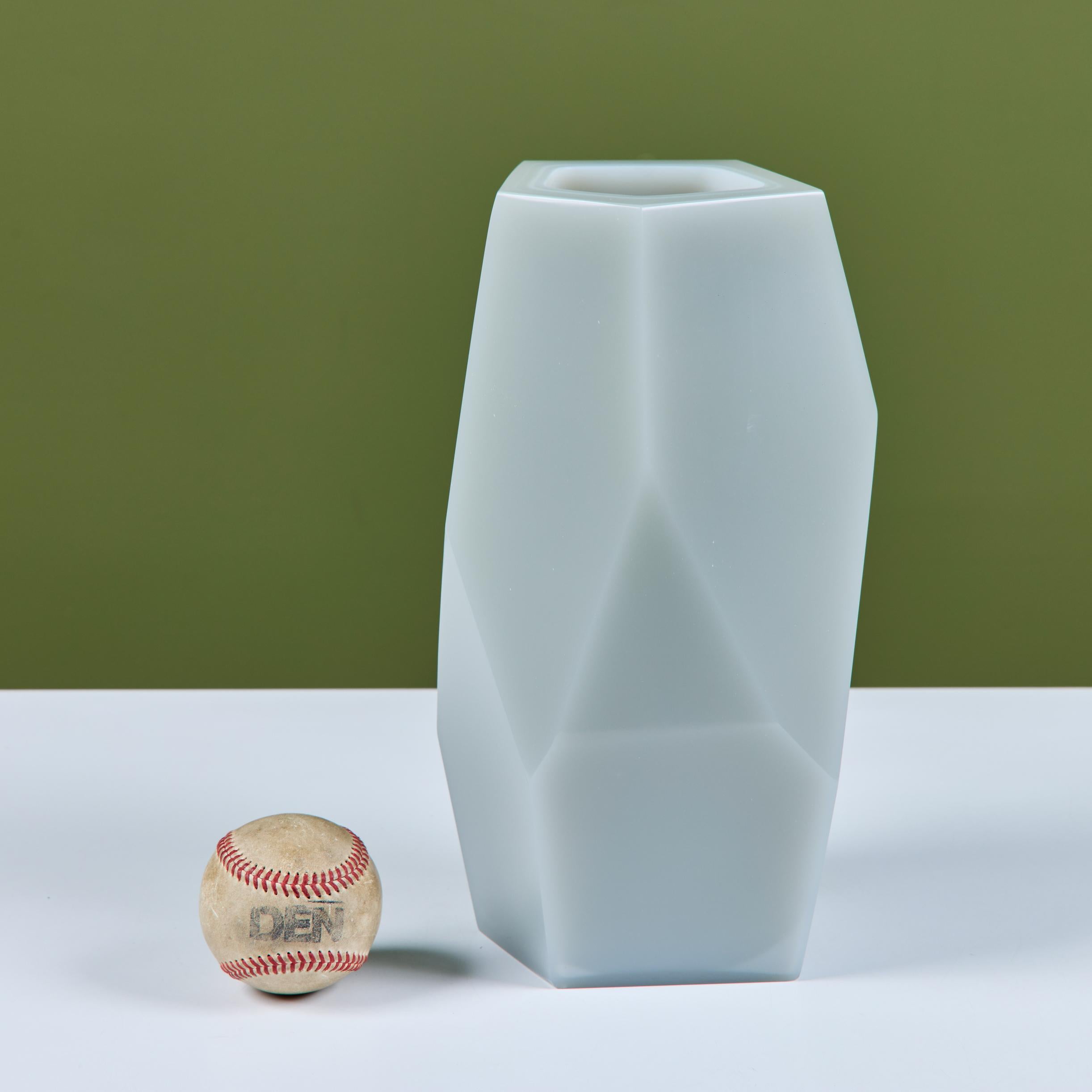 American Robert Kuo Gray Facet Vase For Sale