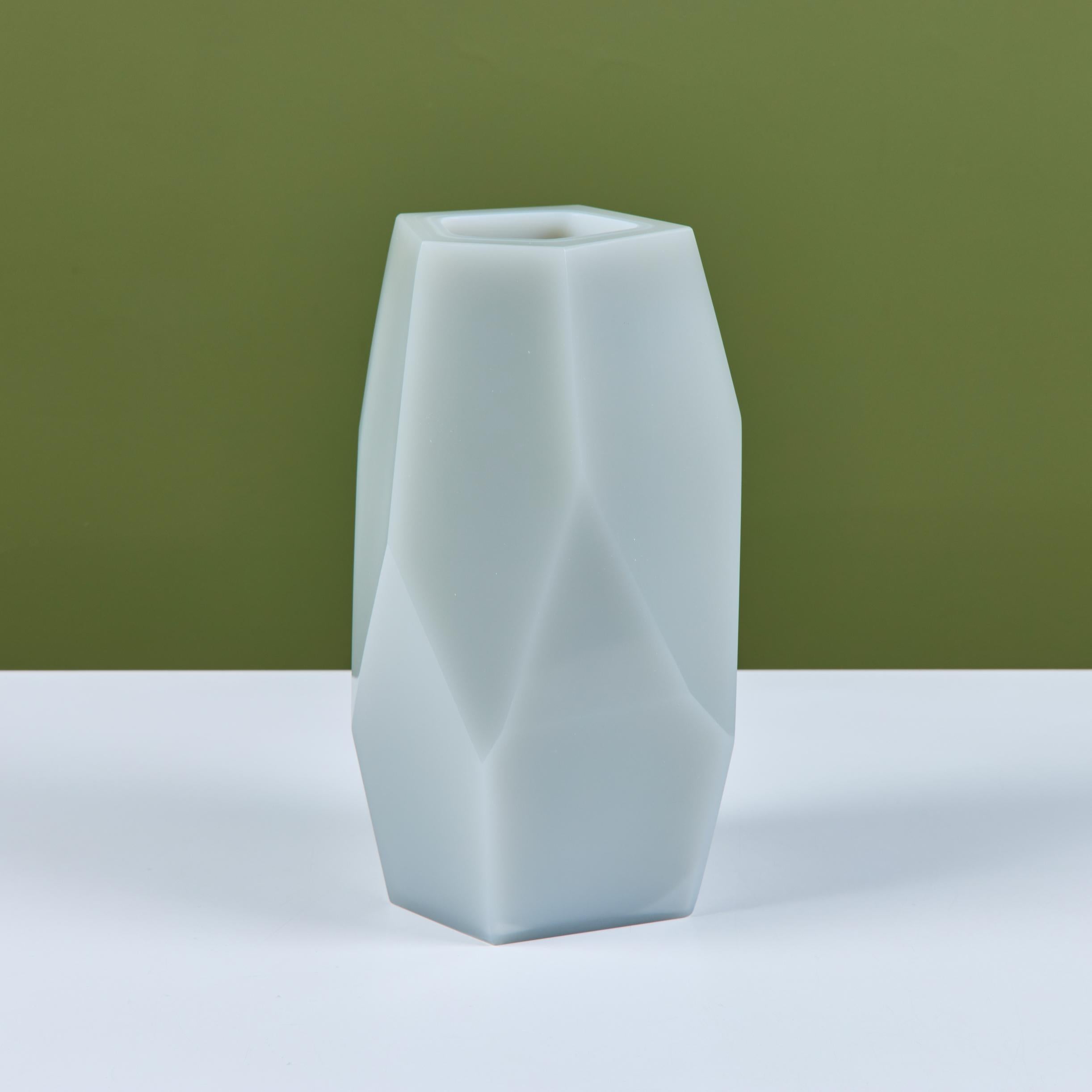 Contemporary Robert Kuo Gray Facet Vase For Sale