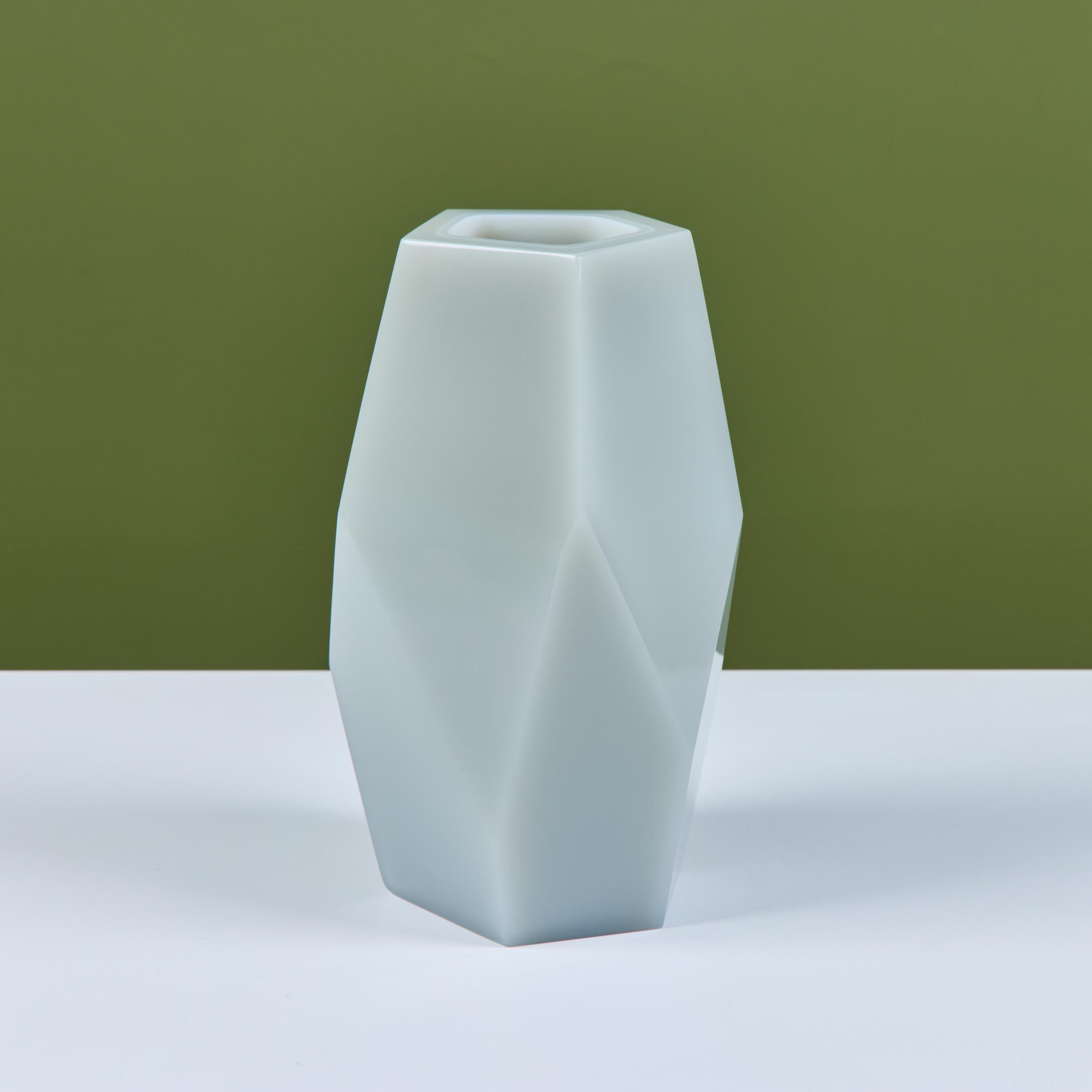 Robert Kuo Gray Facet Vase For Sale 1