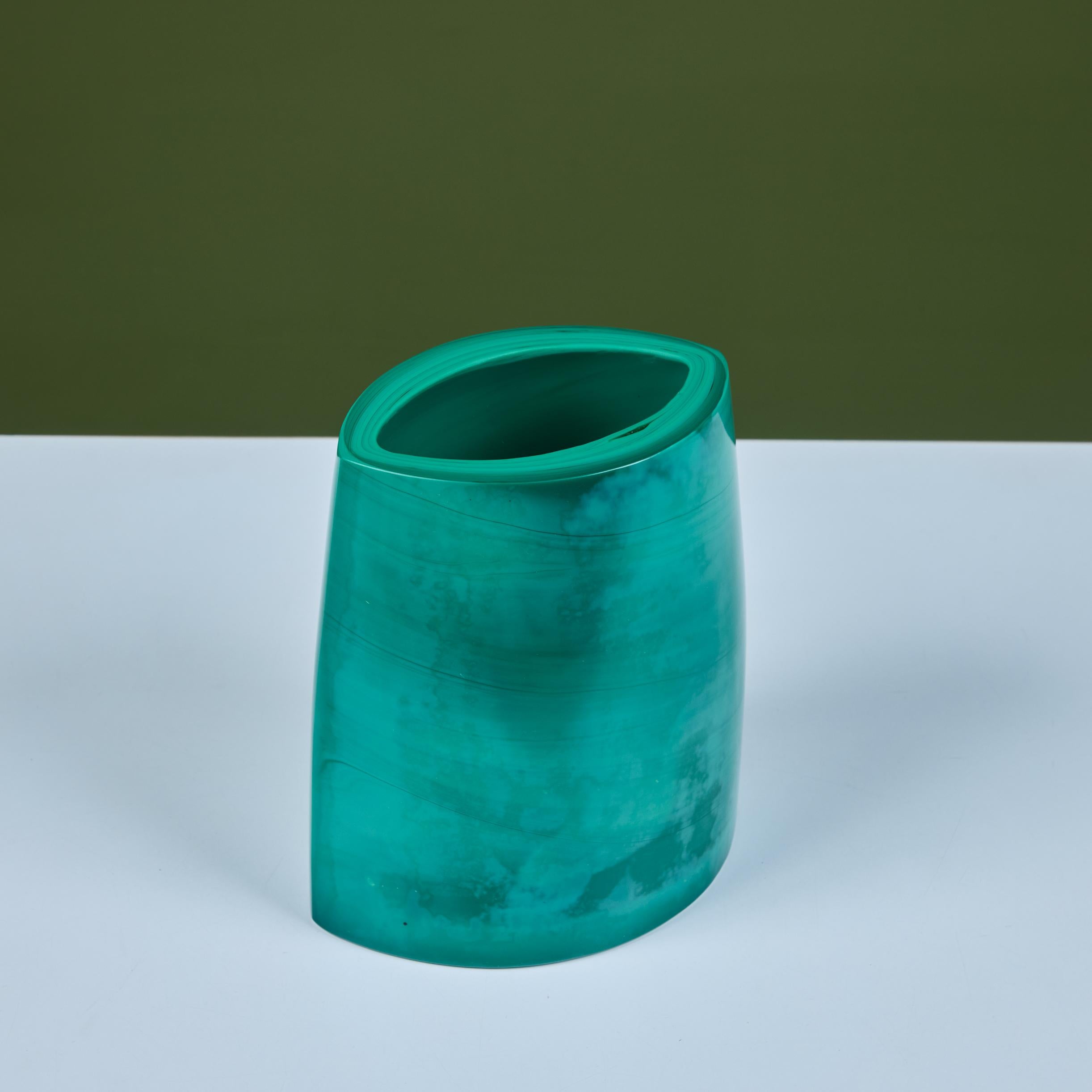 Robert Kuo Green Peking Glass Vase 6