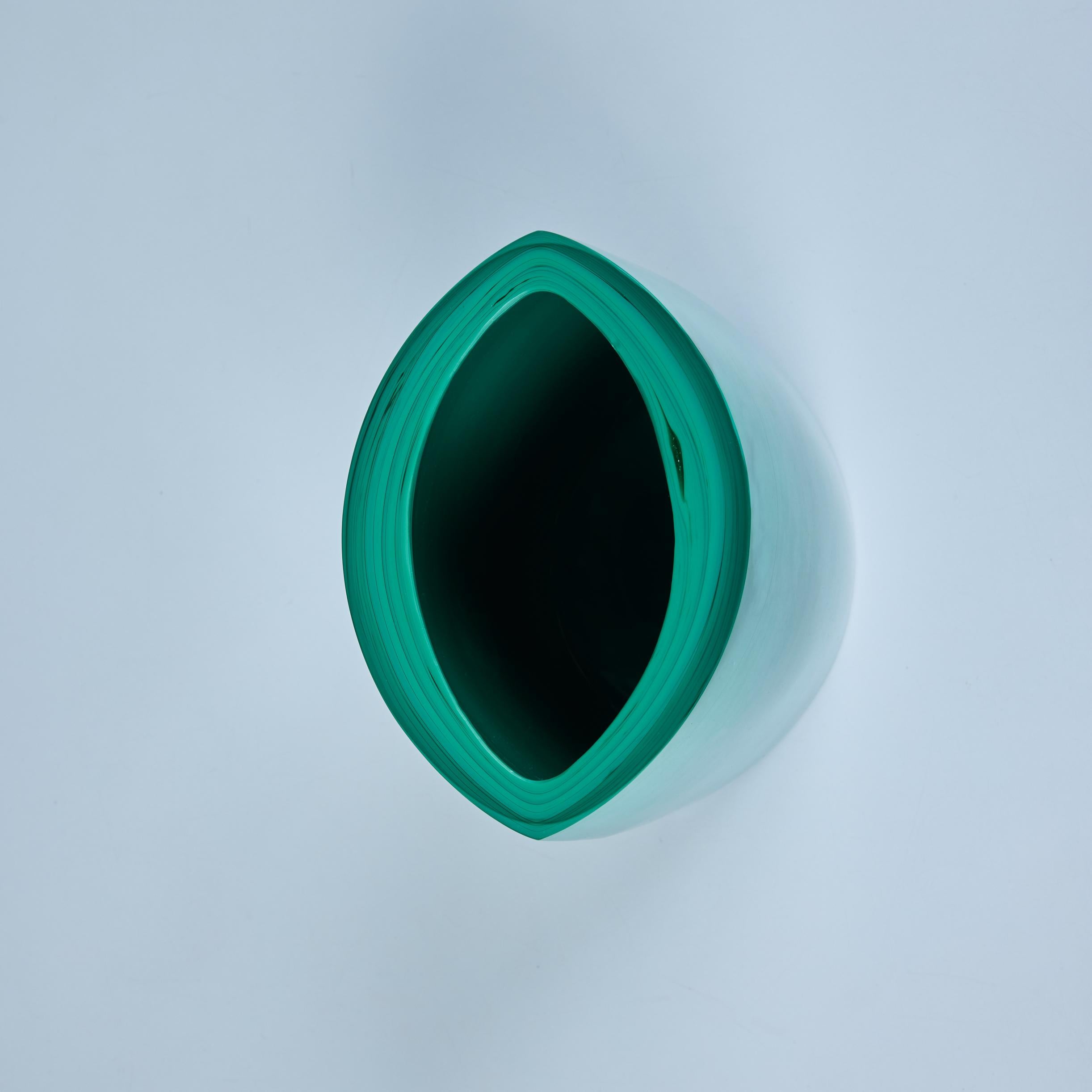 Modern Robert Kuo Green Peking Glass Vase