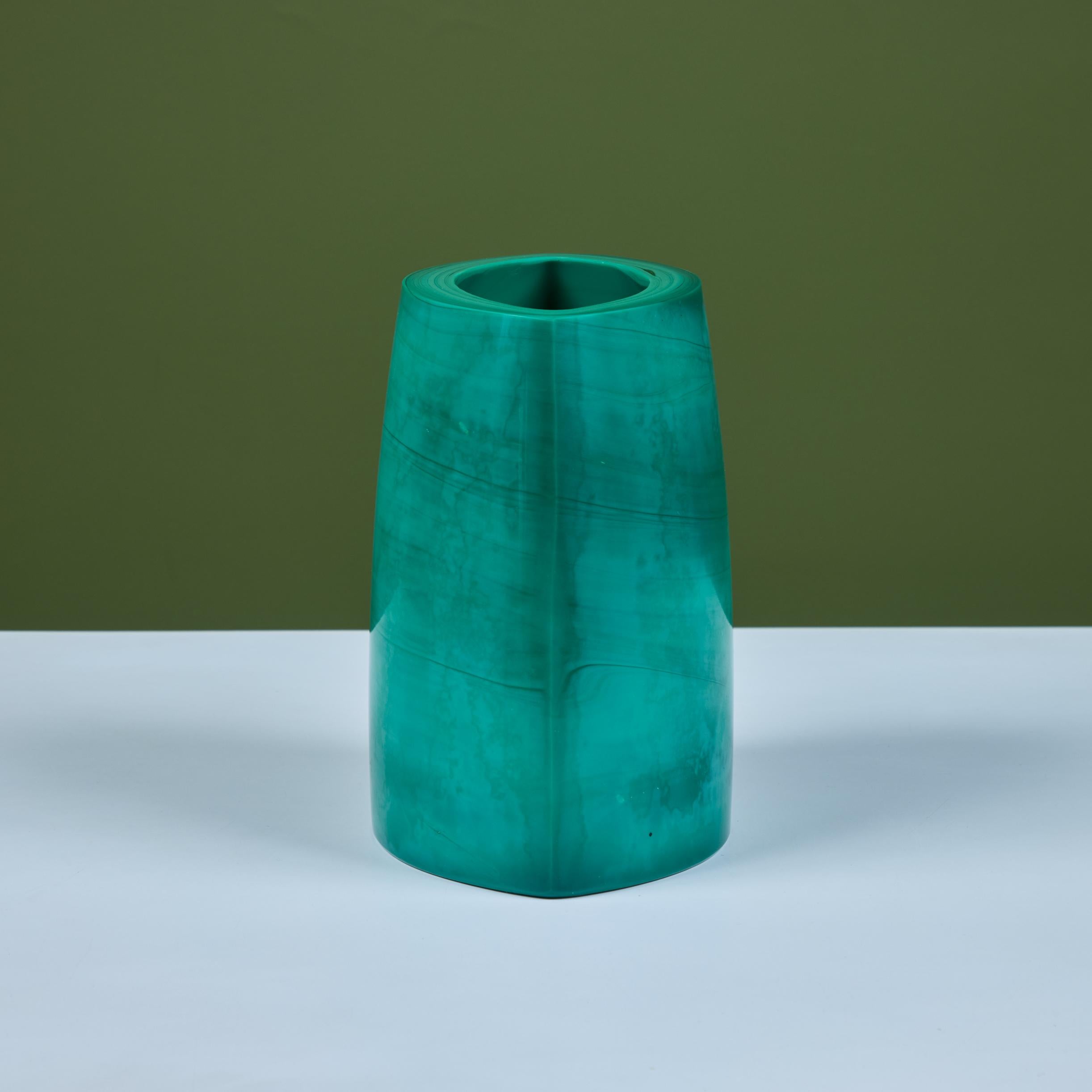 Robert Kuo Green Peking Glass Vase 1