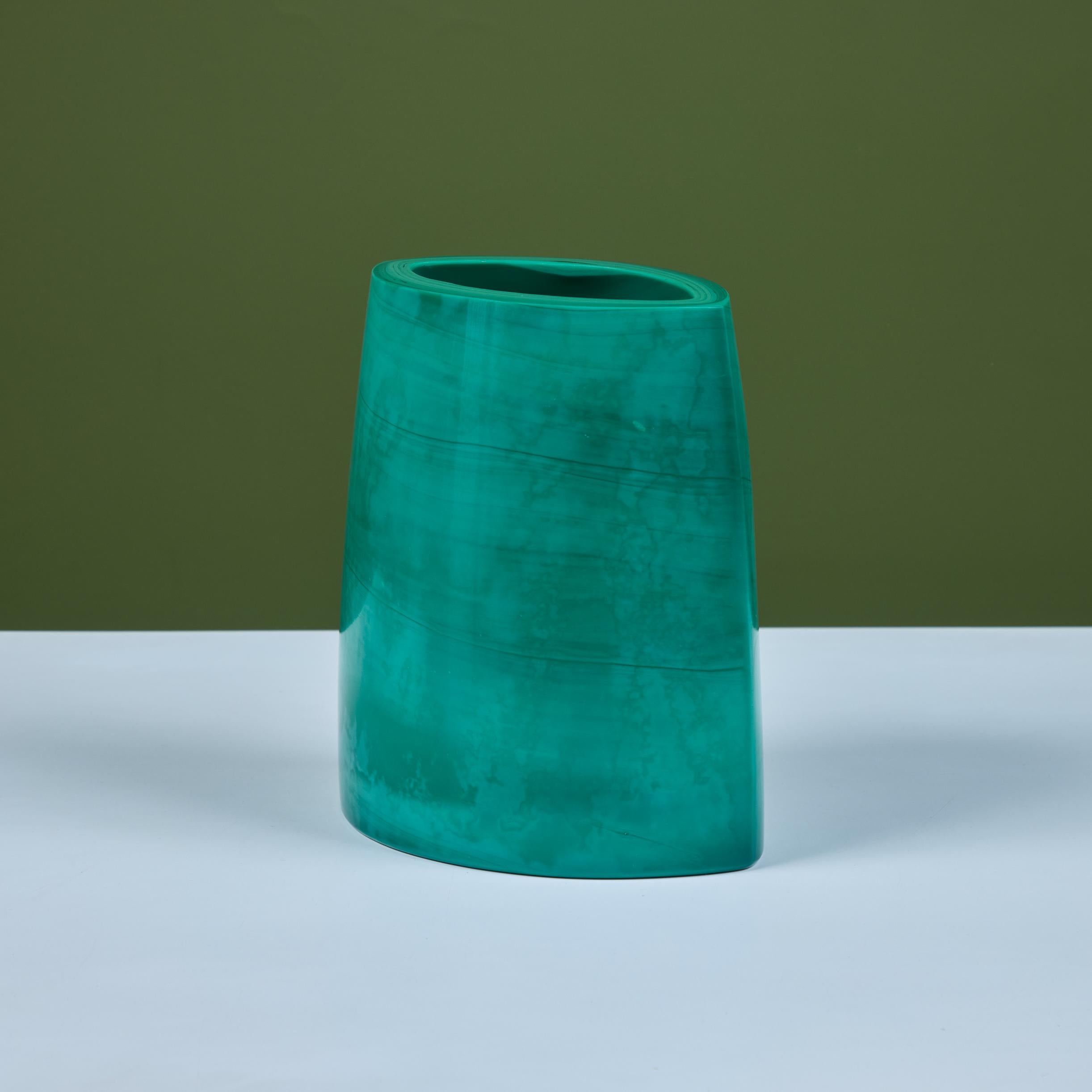 Robert Kuo Green Peking Glass Vase 2