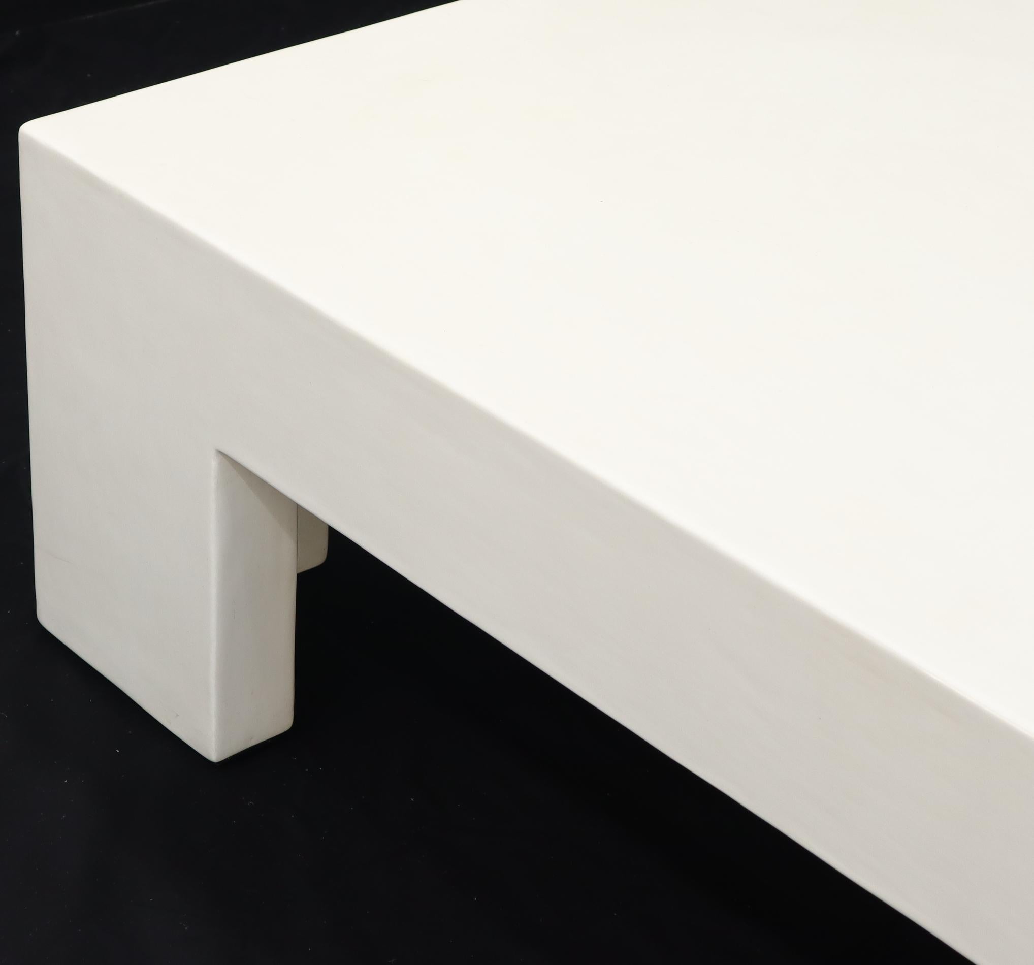 20th Century Robert Kuo Large Square White Enamel Lacquer Coffee Table