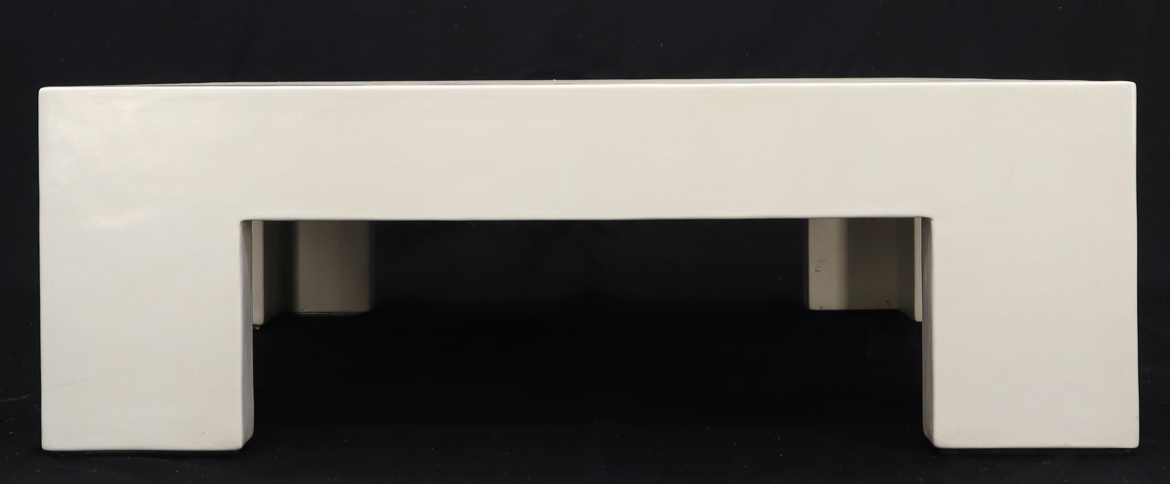 American Robert Kuo Large Square White Enamel Lacquer Coffee Table