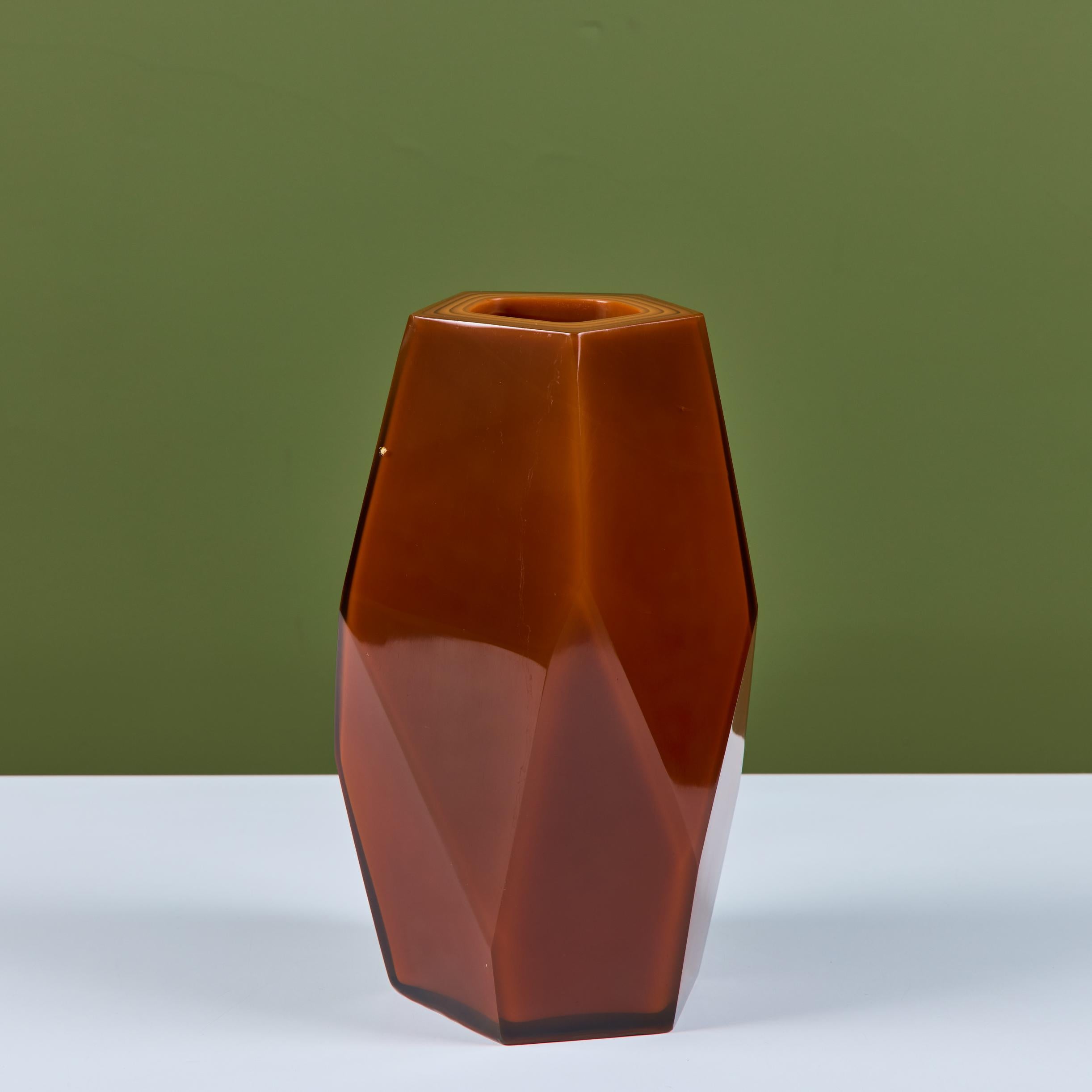 Robert Kuo Persimmon Facet Vase For Sale 3